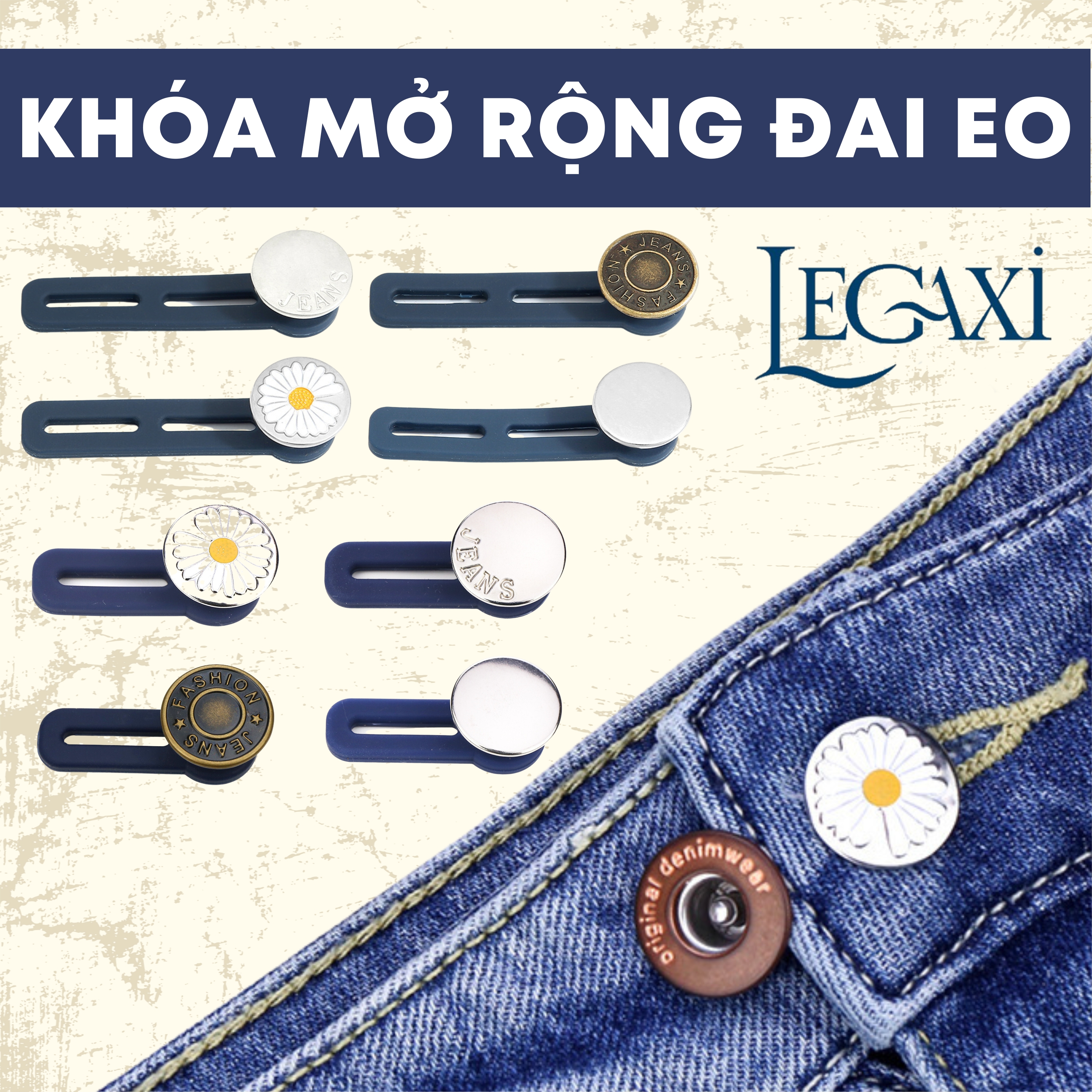 Lò Xo Kim Loại Gắn Nút Nới Rộng Cổ áo Cổ Tay Áo Quần Jean Nam Nữ Nút Trơn Đen Đồng Không May Legaxi