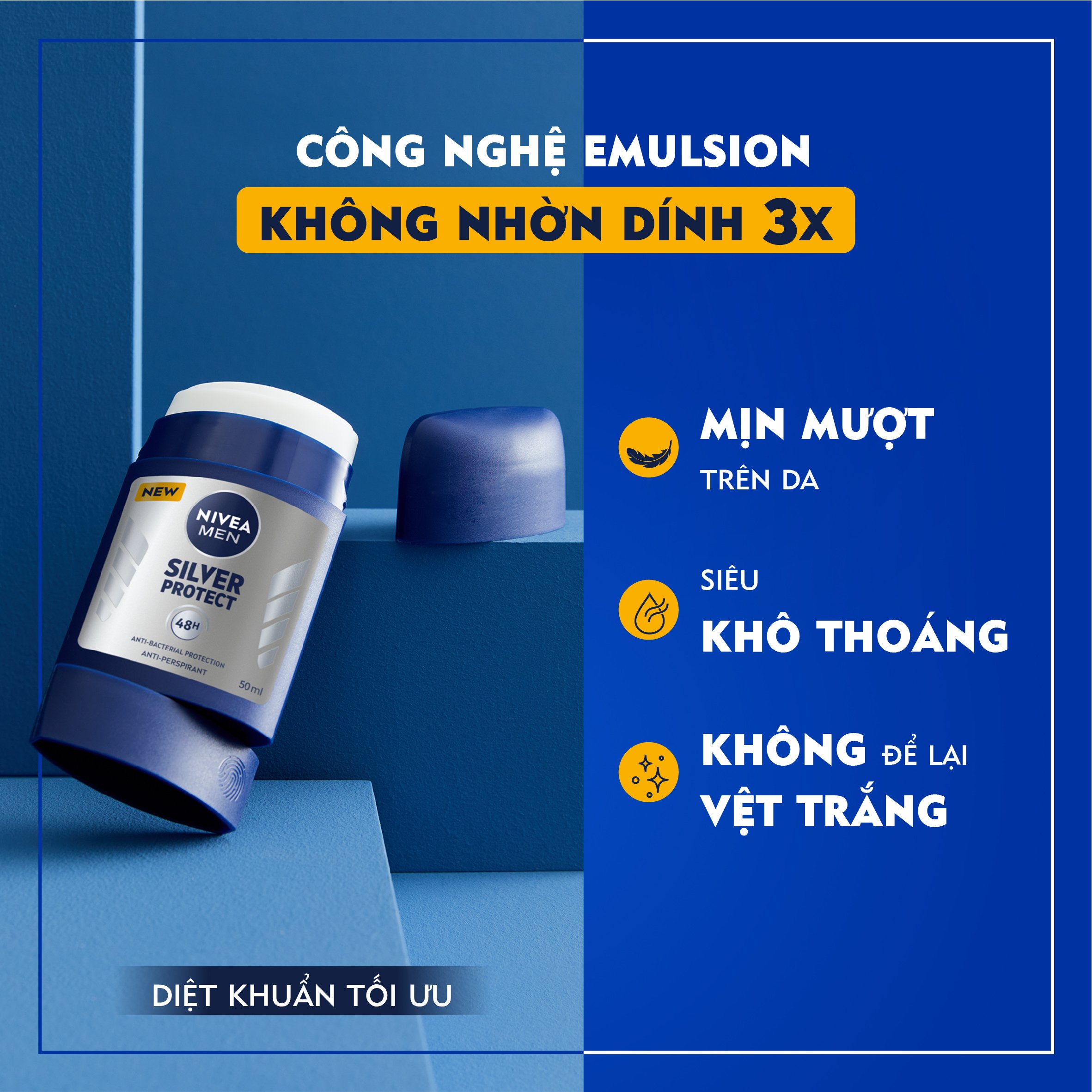 Sáp Ngăn Mùi NIVEA MEN Phân Tử Bạc (50 ml) - 83181