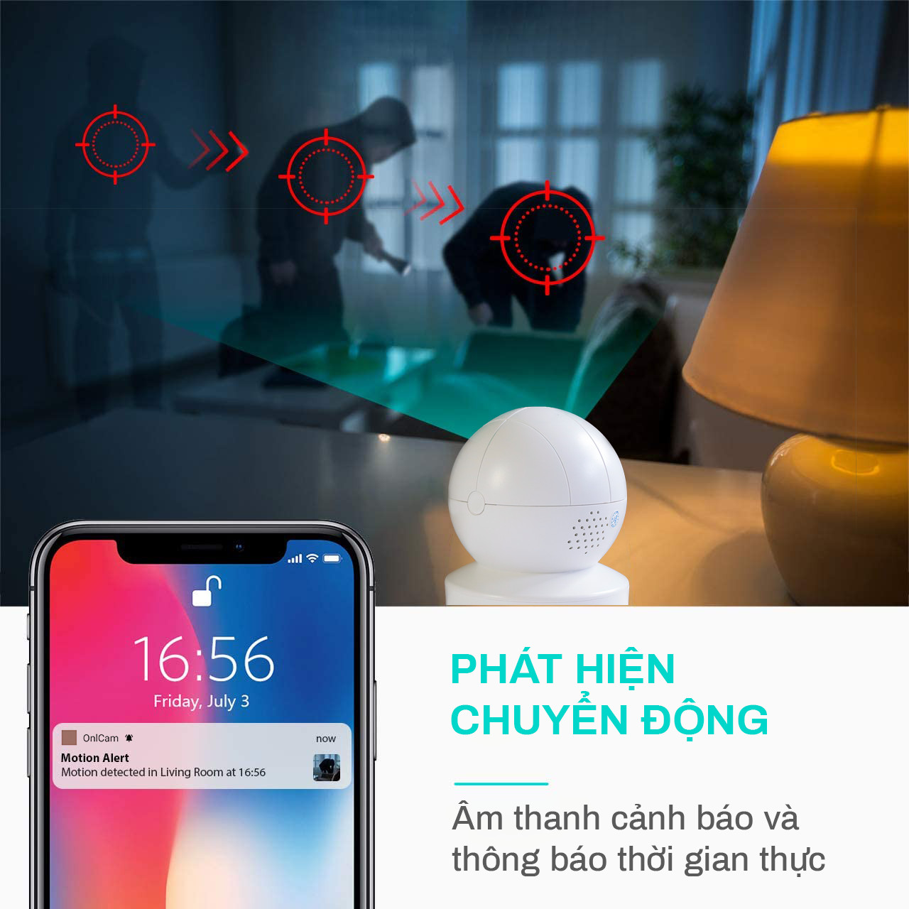 Camera an ninh WiFi 360 độ EGE-T301 Camera ip 3MP - Hàng Chính Hãng