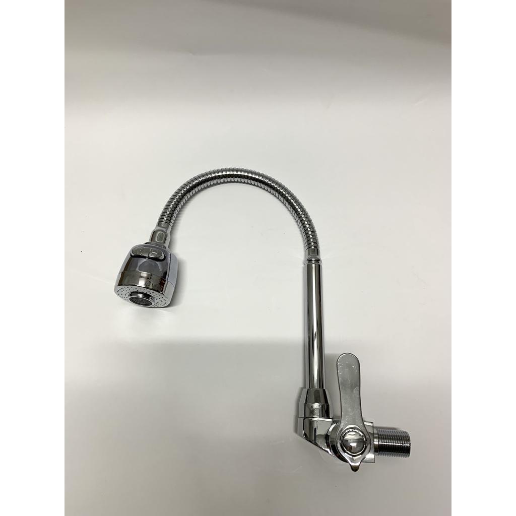 Vòi Rửa Chén Bát Lạnh Gắn Tường Lò Xo Inox Bóng