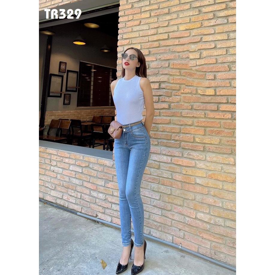 Quần Jeans Nữ Lưng Cao Co giãn thời Trang