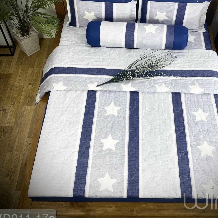 Bộ Chăn Ga Gối Cotton Hàn Quốc Phủ Chần