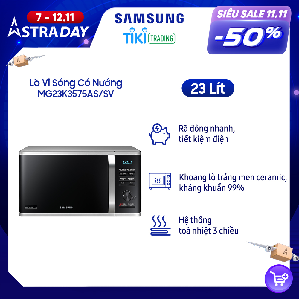 Lò Vi Sóng Có Nướng Samsung MG23K3575AS/SV (23 lít) - Hàng chính hãng