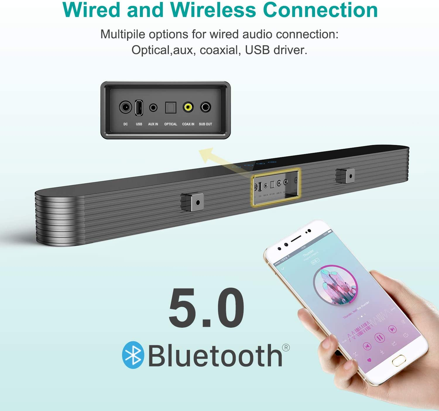 Loa Rạp hát tại nhà Bluetooth Bluetooth 5.0 Không dây AUX Quang học Có dây 120W Soundbar Âm thanh nổi 3D Loa siêu trầm Hệ thống âm thanh TV Màu sắc: Có loa siêu trầm