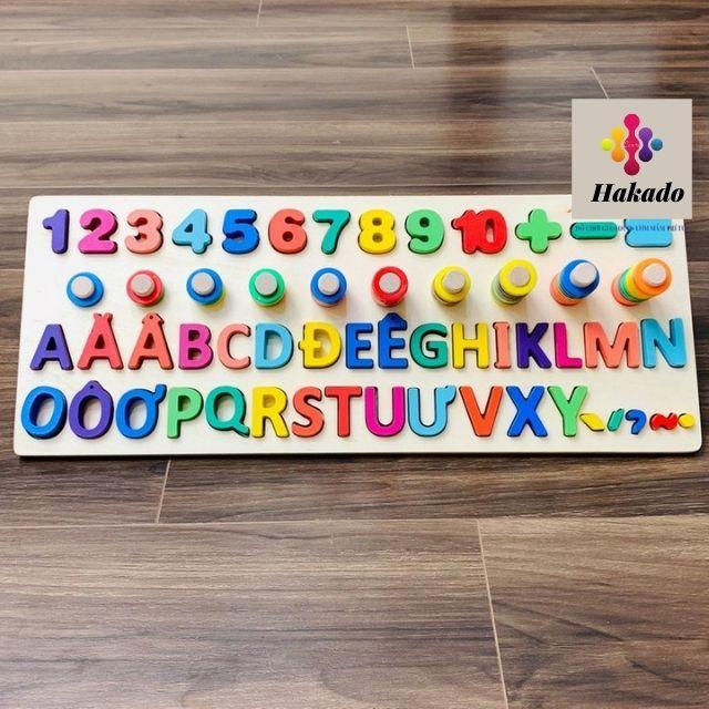 Giáo Cụ Montessori Cột Tính Học Đếm Kết Hợp Chữ Cái Tiếng Việt Kèm 5 Thanh Dấu