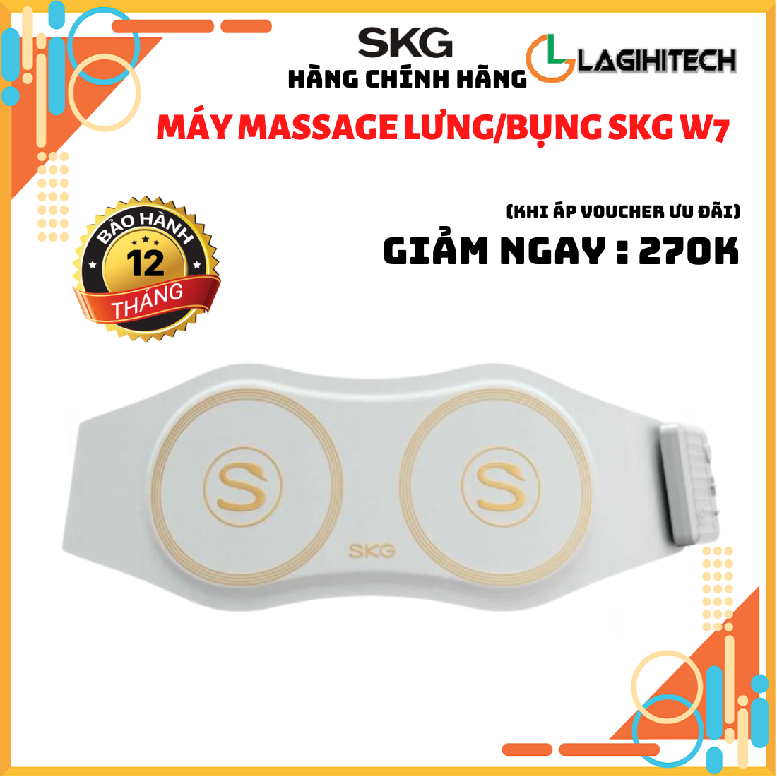 Đai massage lưng và bụng SKG W7 - Hàng Chính Hãng