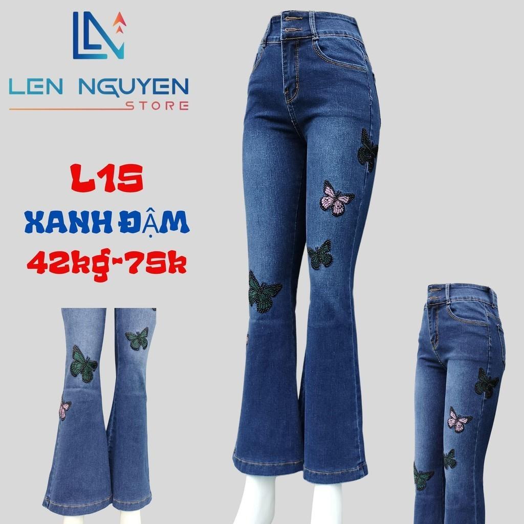 L15_Quần jean nữ, loe, lưng cao, quần bò nữ dáng ôm, quần rin nữ có big size, cho 42kg đến 75kg,LEN NGUYEN STORE