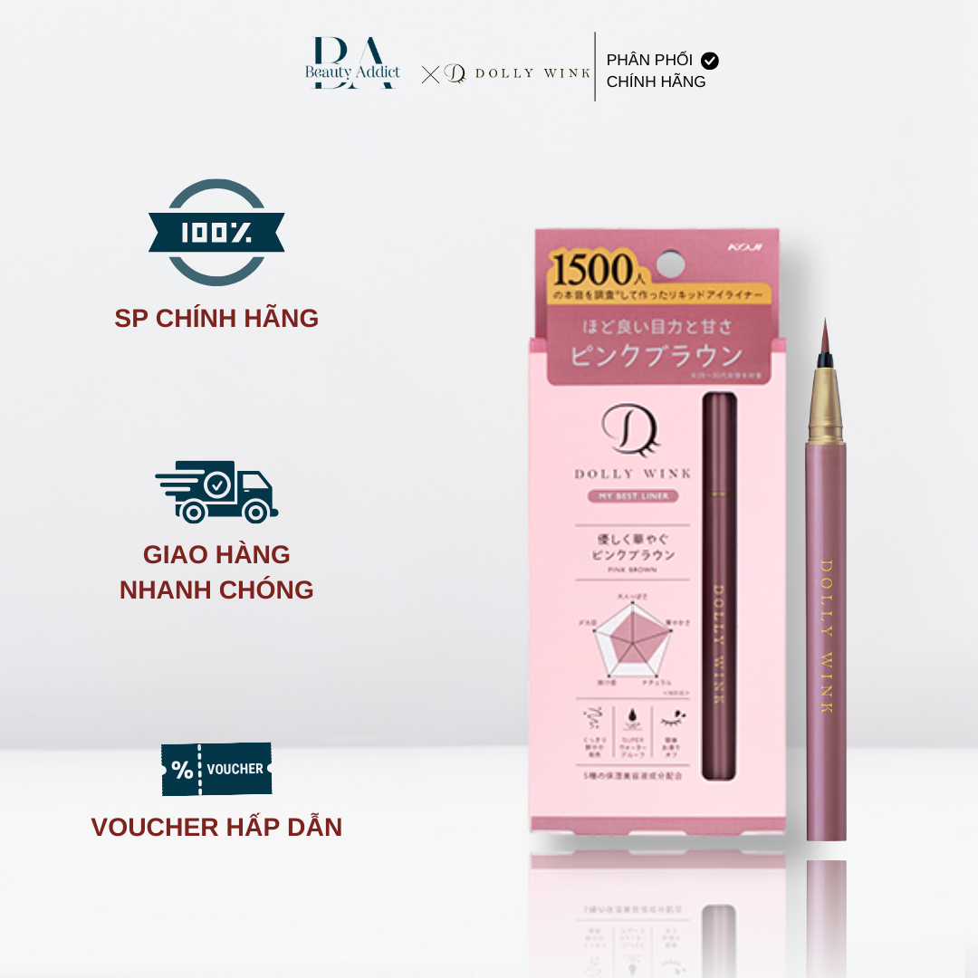 Bút kẻ mắt nước màu nâu hồng - Koji Dolly Wink My Best Liner Pink Brown