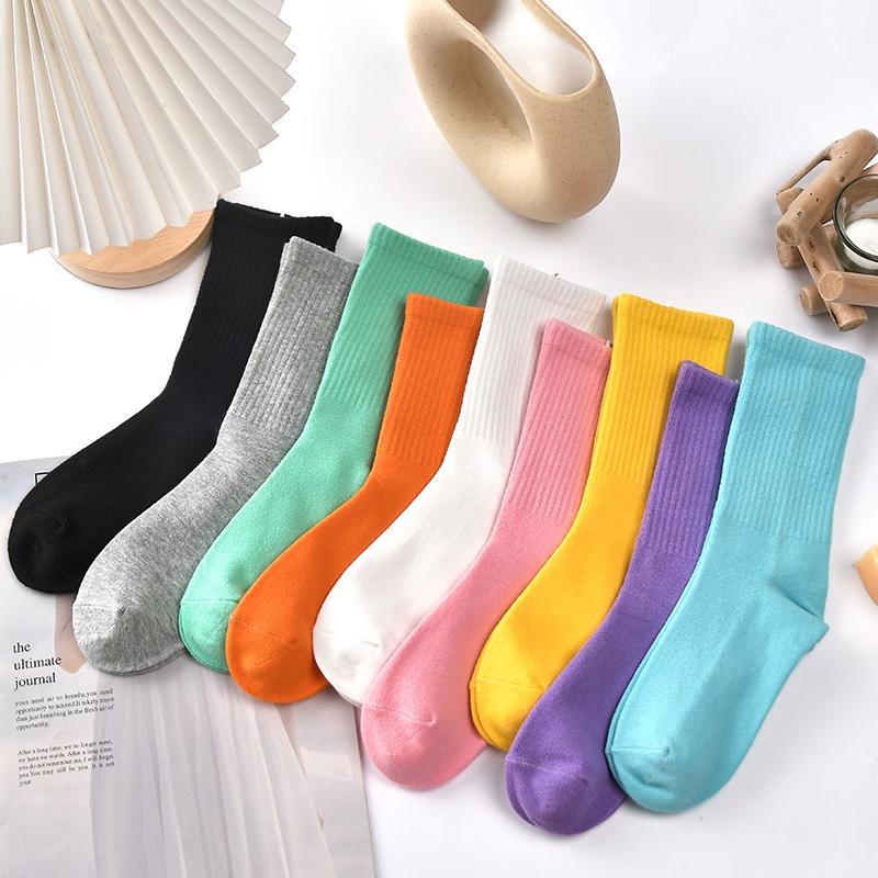 Vớ Thể Thao cotton Cổ Vừa Màu Dạ Quang Thời Trang Cho Nam Và Nữ