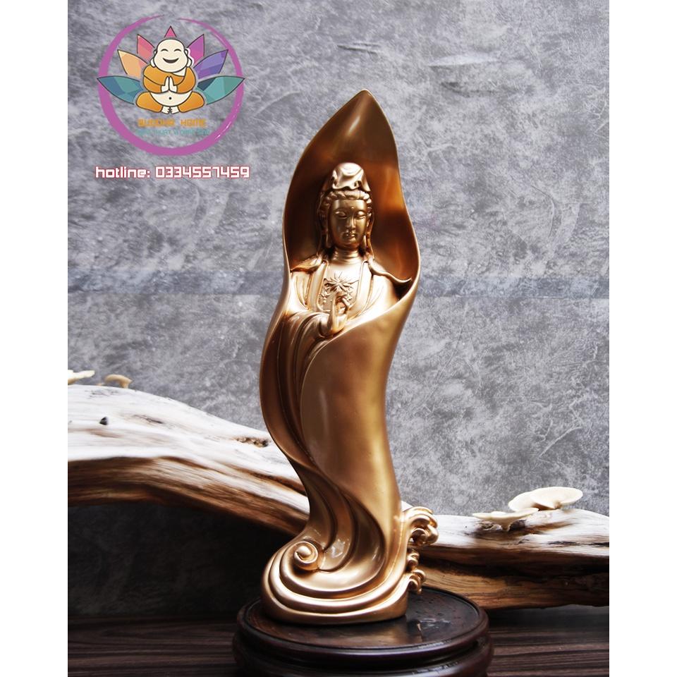 Tượng Mẹ Quan Âm cao 46cm màu vàng đồng gold trang trí nội thất nhà cửa- phong thủy- thờ cúng