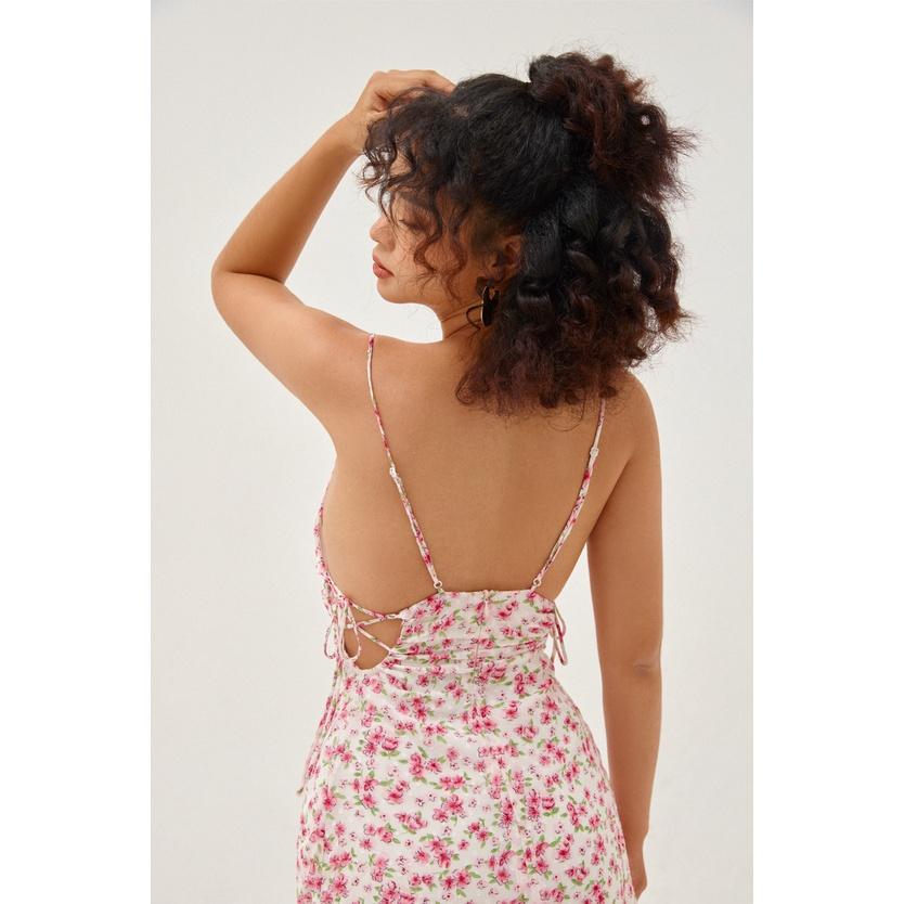 Nene Clothing - Đầm hoa đan dây 2 bên