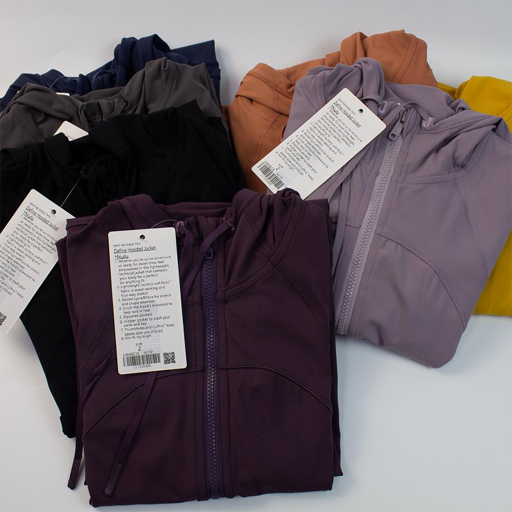 Lulu Nữ Áo Khoác Chạy Bộ Tập Gym Áo Hoodie Thể Thao Yoga Dây Kéo Áo Thể Thao Áo Liền Mạch Có Lỗ Ngón Tay Cái Dài Tay Color: Turmeric Hoodie Size: Size 2 l 40 to 45kg