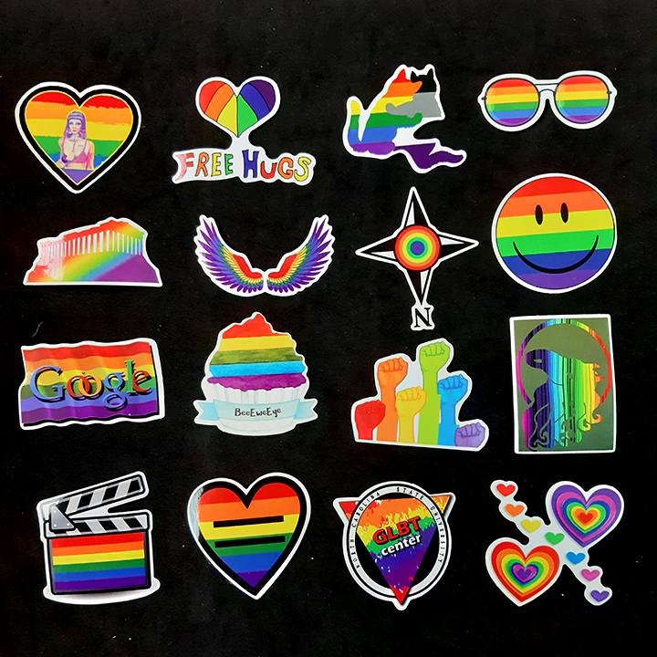 Bộ Sticker dán cao cấp chủ đề CẦU VỒNG LGBT - Dùng dán Xe, dán mũ bảo hiểm, dán Laptop, dán đàn