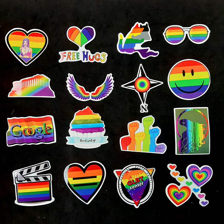 Bộ Sticker dán cao cấp chủ đề CẦU VỒNG LGBT - Dùng dán Xe, dán mũ bảo hiểm, dán Laptop, dán đàn...