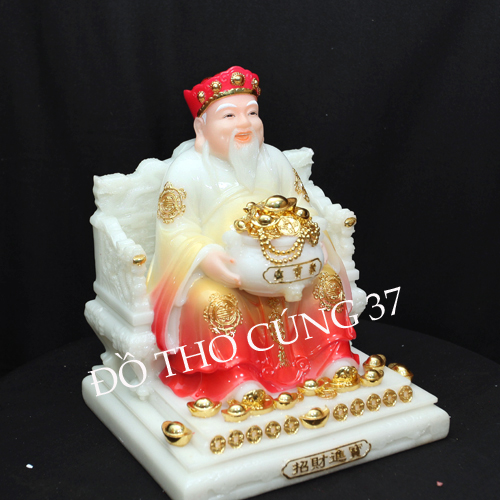 TƯỢNG THẦN TÀI THỔ ĐỊA MÀU ĐỎ - BỘT ĐÁ CAO CẤP - HÀNG NHẬP KHẨU