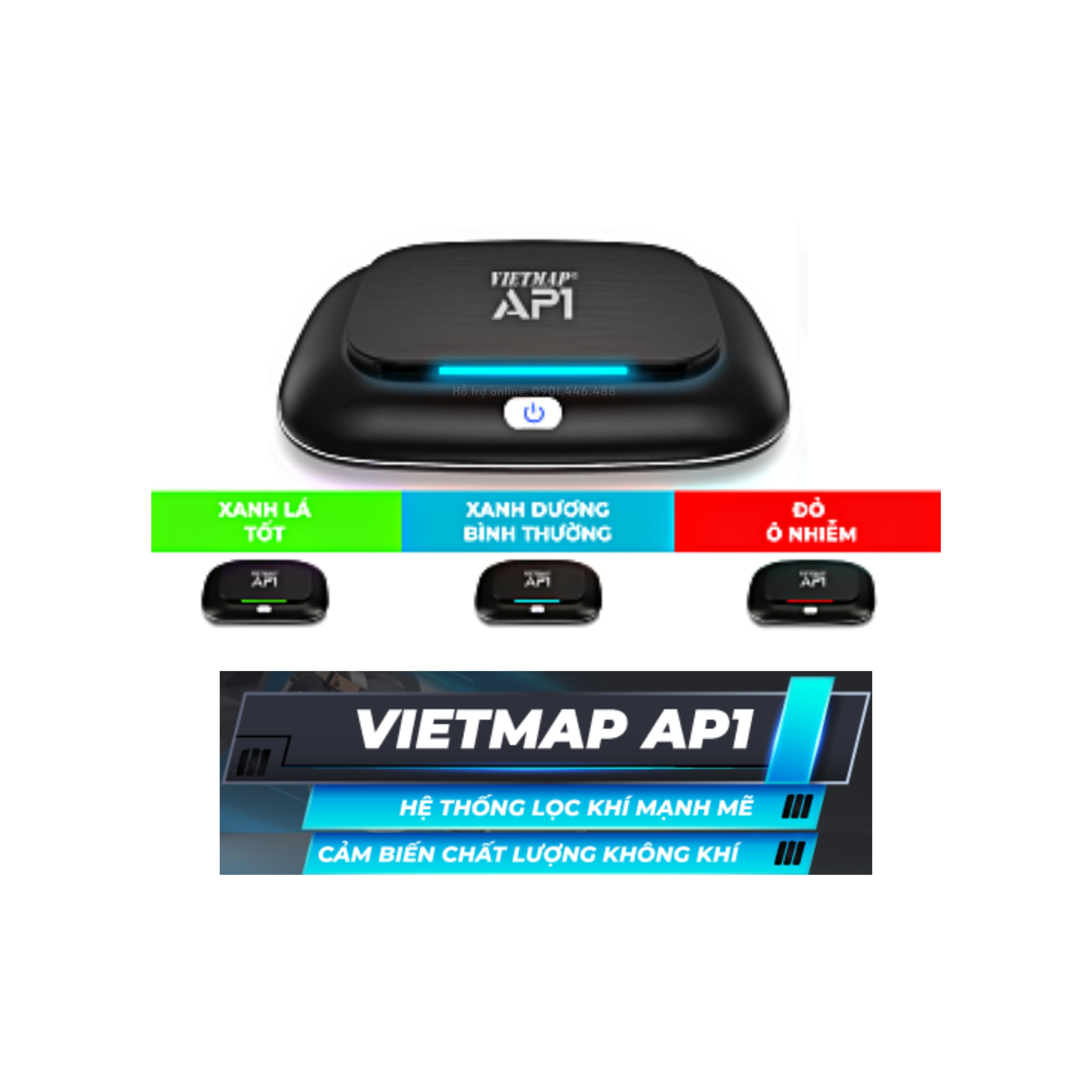 Vietmap AP1 Máy lọc Không khí ô tô - Khử mùi iON -Diệt khuẩn- Lọc bụi PM2.5 - Tận hưởng cuộc sống xanh - Hàng Chính Hãng