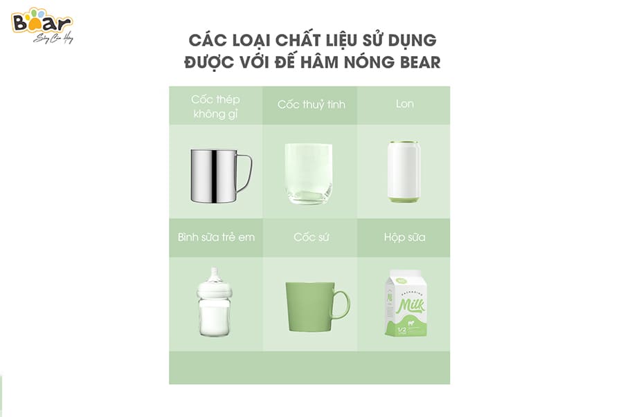 Bộ Cốc Hâm Nóng Đồ Uống BEAR DRBD-A16B1 - Hàng Chính Hãng