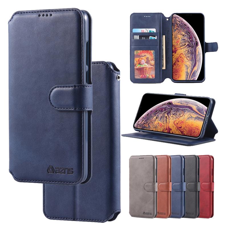 Bao Da Nắp Gập Phong Cách Retro Có Ngăn Đựng Thẻ Cho Iphone 11 12 Pro Mini Xr Xs Max