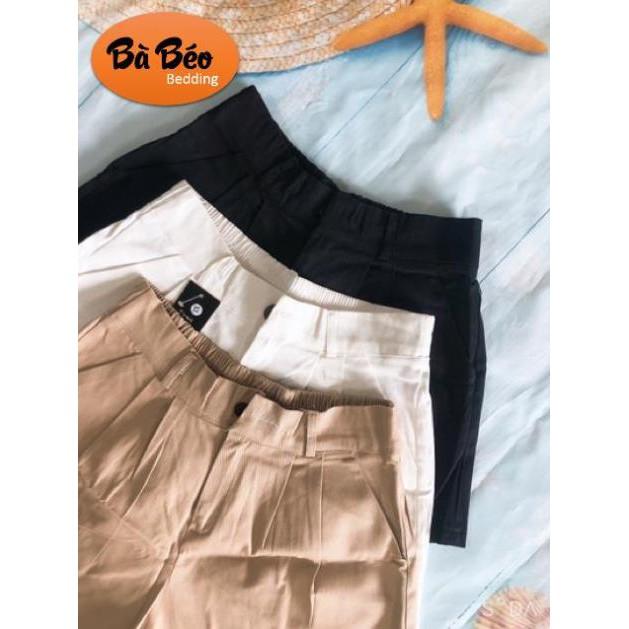 Quần short Kaki ống rộng cúc khoá chun lưng ảnh thật