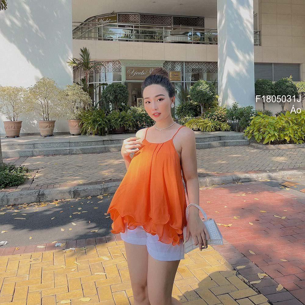 Áo voan lụa bèo tầng 2 dây đan lưng!