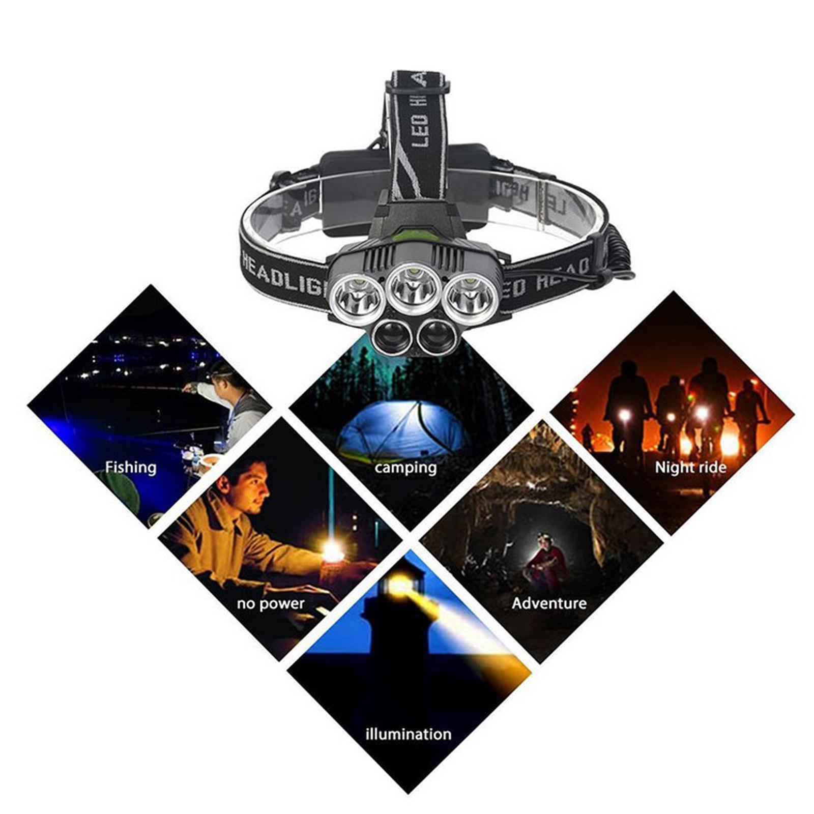 5 LED Headlamp Outdoor Headlamp Flashlight 3000 Lumens 200 meters LED Head Torch Head Light