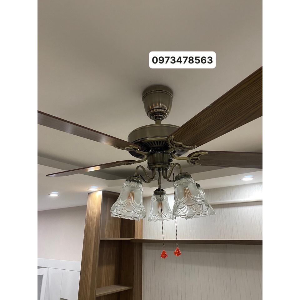 Quạt Trần Đèn Chùm 5 Cánh Tân Cổ Điển,Điều Khiển Từ Xa,Tặng Kèm Bóng Tiết Kiệm Điện