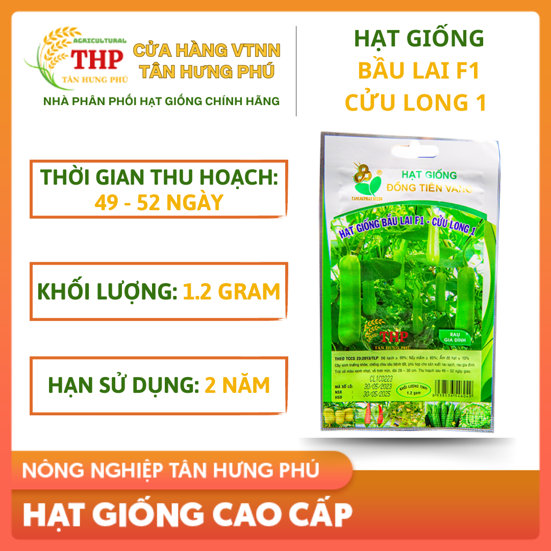 Hạt giống Bầu Lai F1 Cửu Long 1 | hạt Giống | Gói 1.2gr