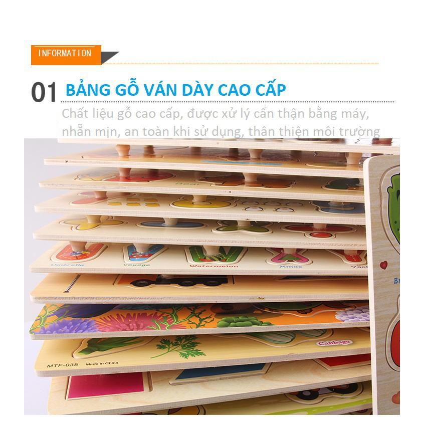 Đồ chơi bảng núm gỗ nhiều chủ đề cho bé loại to đẹp - bảng núm gỗ ghép hình chủ đề 20 số