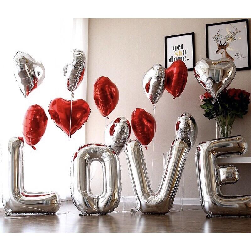 Bong bóng kiếng nhôm chữ love trang trí sinh nhật party, cưới hỏi, valentine, đám cưới nhiều màu - BOBABO