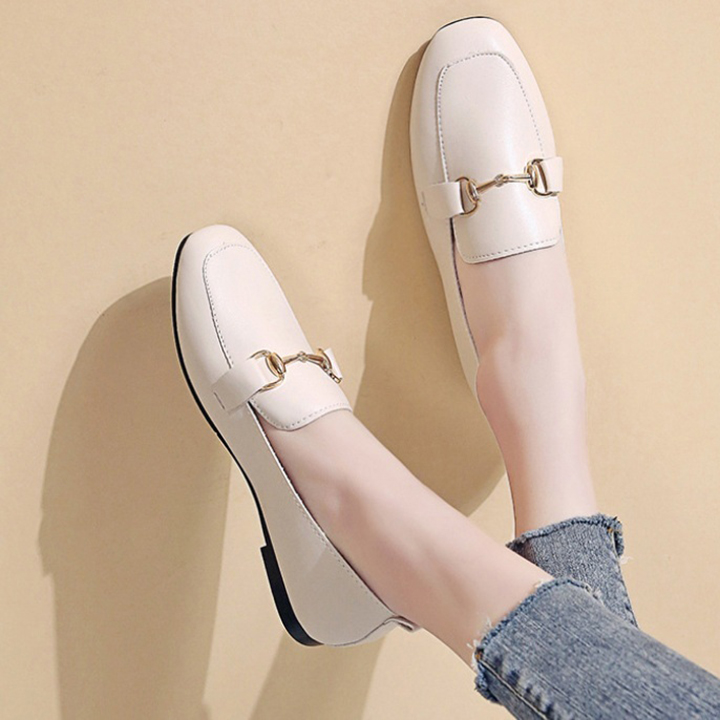 Giày loafer bệt khoen ngang, giày búp bê, giày nữ đế bệt S163