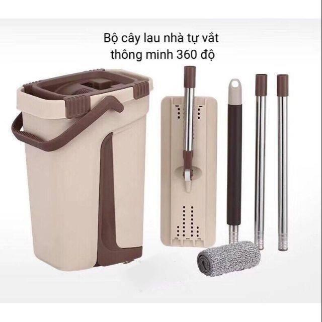 BỘ CHỔI LAU NHÀ THÔNG MINH TỰ VẮT + 2 BÔNG LAU HÌNH NHỮ NHẬT