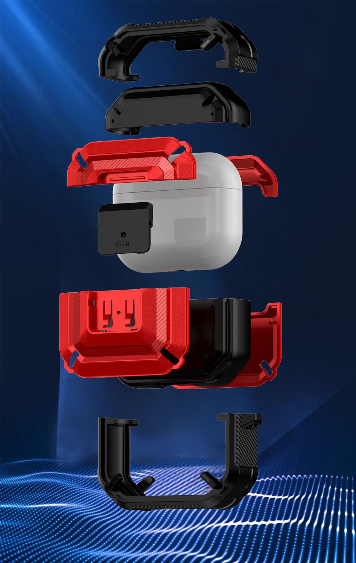 Bao Case Chống Shock Armor cho Airpods Pro / AirPods 3 / Airpods Pro 2 Có Khóa Chống Thất Lạc Rơi Tai Nghe - Hàng Chính Hãng