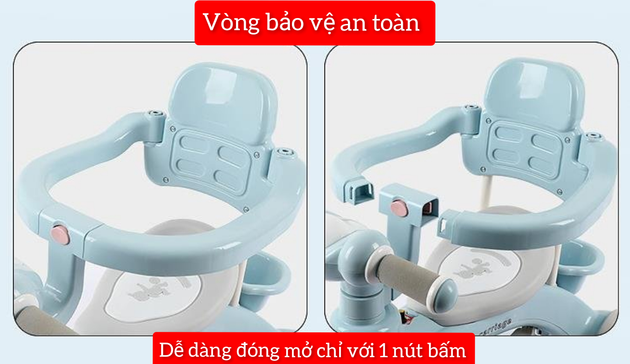 Xe 3 bánh cho bé, xe đạp 3 bánh cho bé, có đèn nhạc tay đẩy _ 688