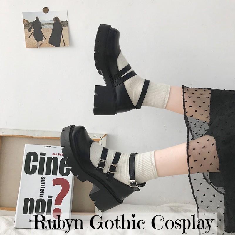 Giày Búp Bê Lolita Đế Cao Cosplay học sinh Nhật Bản ( BÓNG VÀ NHÁM )