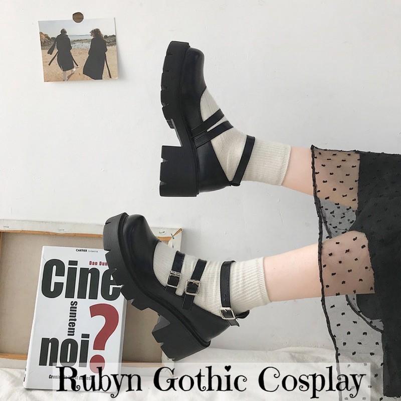 Giày Búp Bê Lolita Đế Cao Cosplay học sinh Nhật Bản ( BÓNG VÀ NHÁM )