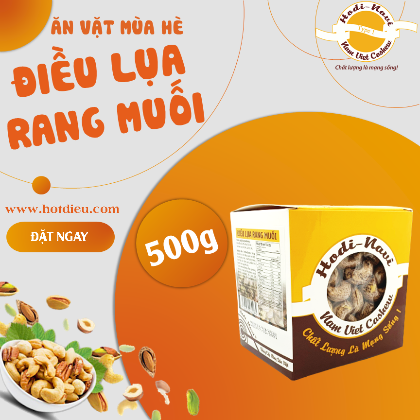 Hạt điều lụa rang muối Hodi - NaVi hộp hút chân không 500g