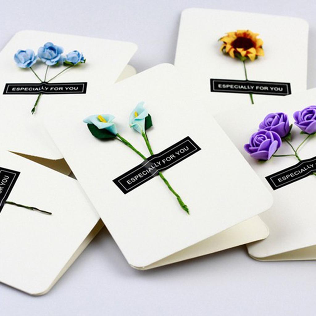 5 Pieces Handmade Greeting Cards Invitation Cards with Dried Flower Embellishments for Wedding Party, Graduation, Holiday, Birthday - 146 x 100mm