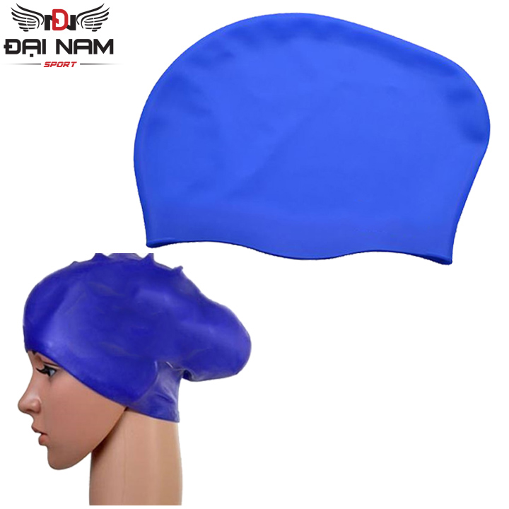 Mũ Bơi Người Lớn, Nón Bơi Cho Nữ Tóc Dài Chất Liệu 100 Silicon Co Giãn, Chống Nước, Thoải Mái Đại Nam Sport - Xanh Dương