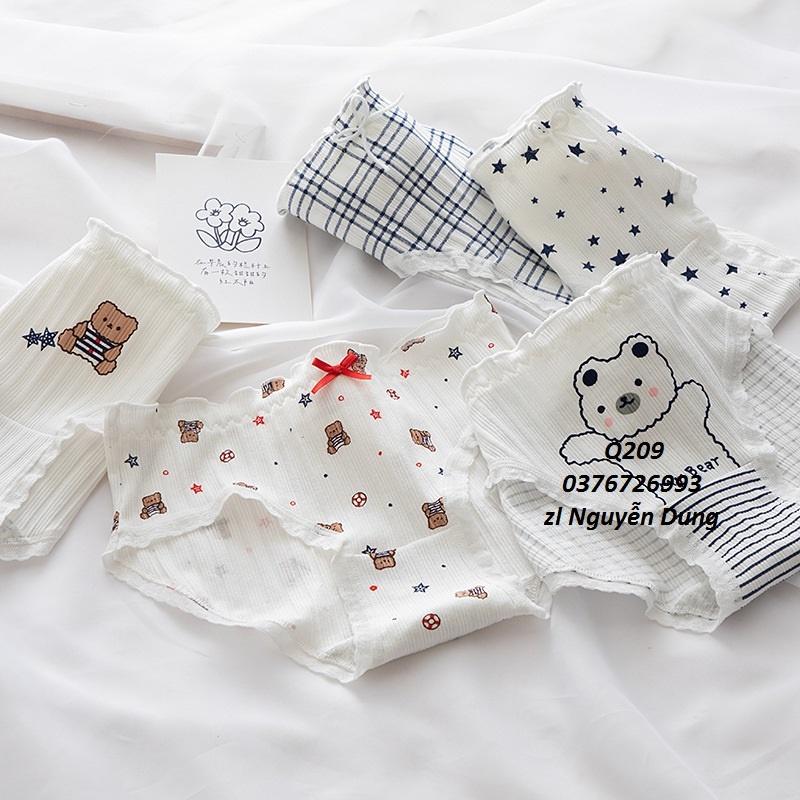 Quần Lót Nữ Cotton Hình Gấu-Sao Thời Trang Ngang Eo . Hàng Loại Đẹp.