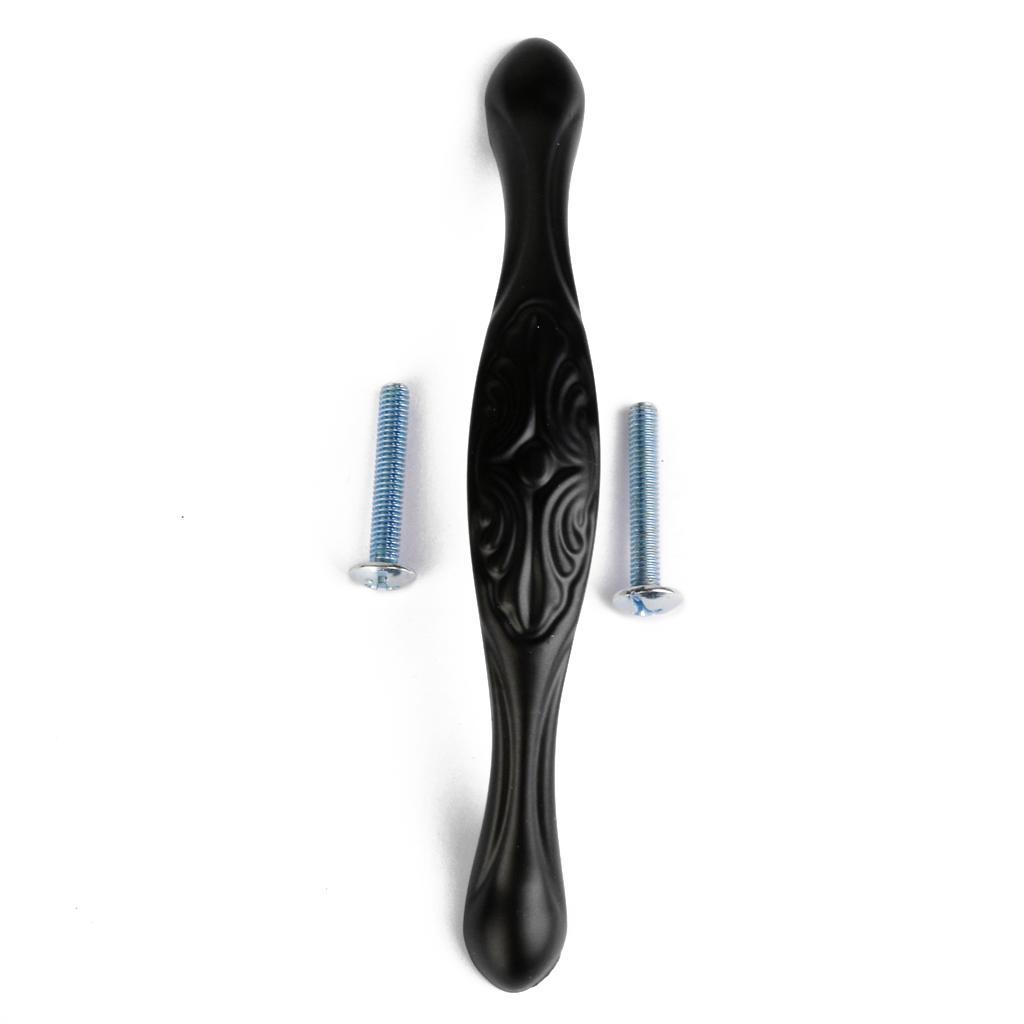 12.3 x 1.7cm Cabinet Door Drawer Bin Handle Pull Knob Hardware Black