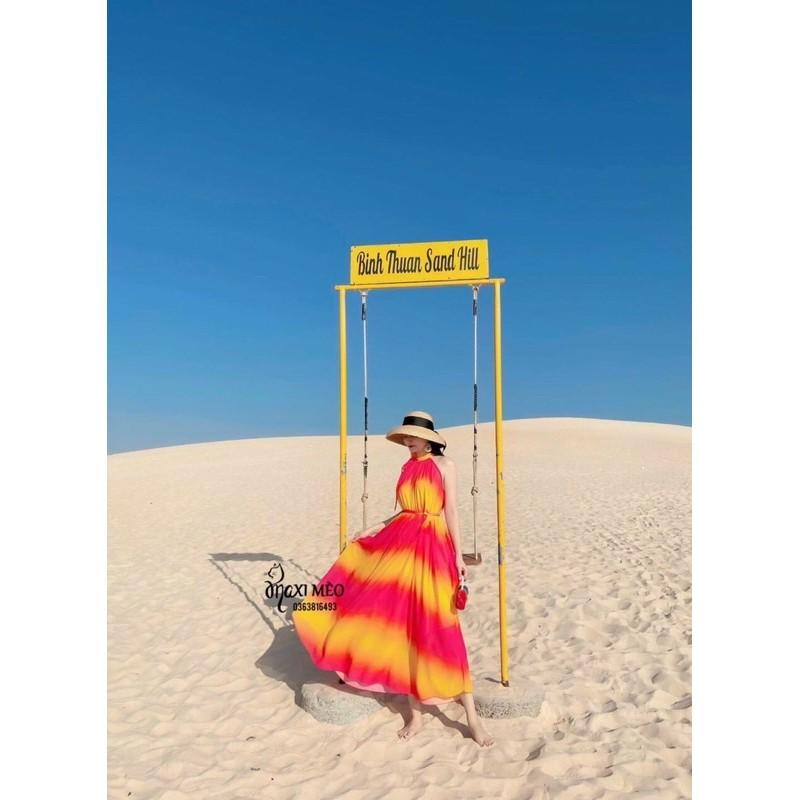 Đầm maxi loang màu