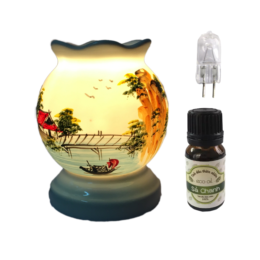 Combo đèn tinh dầu MNB31 và 1 chai tinh dầu sả chanh Song An Eco 10ml và 1 bóng đèn