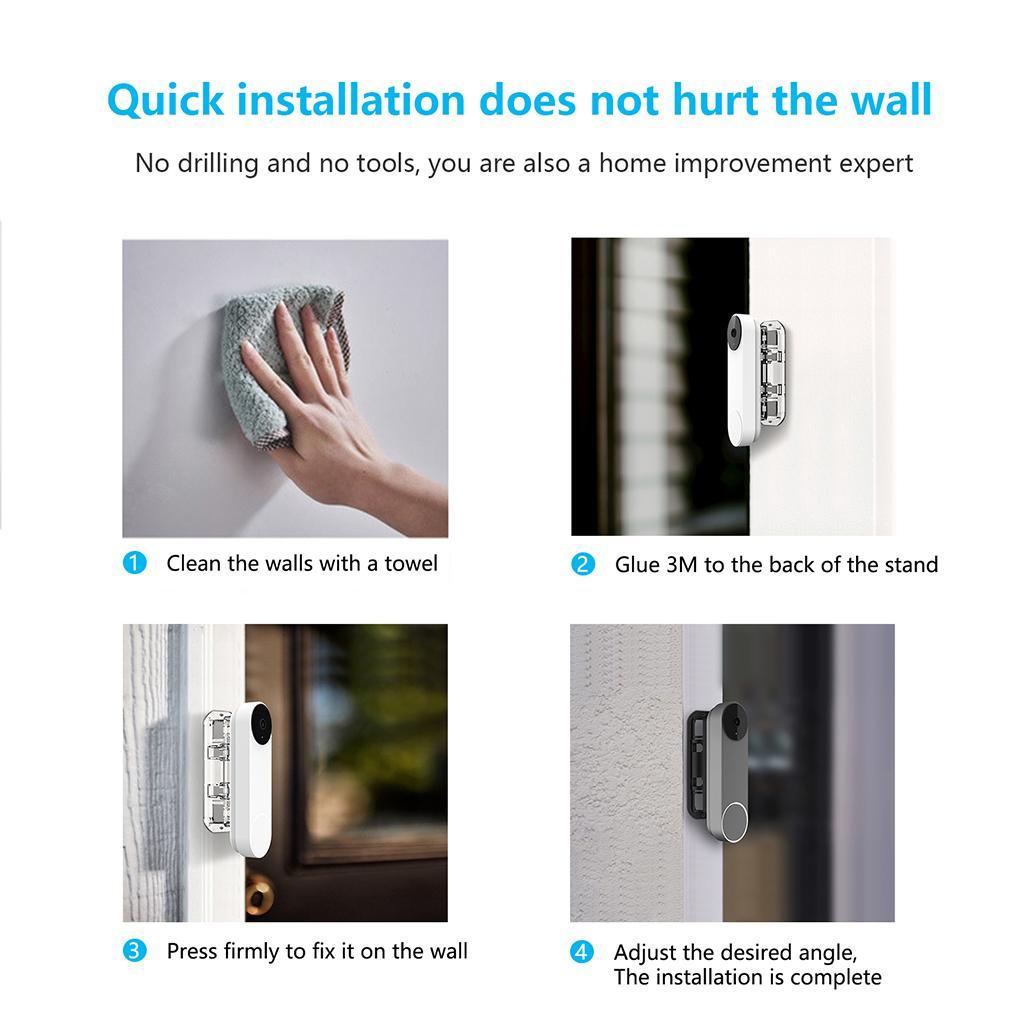 Doorbell Mount Holder Adjustable & Silicone Case for Google Nest Doorbell