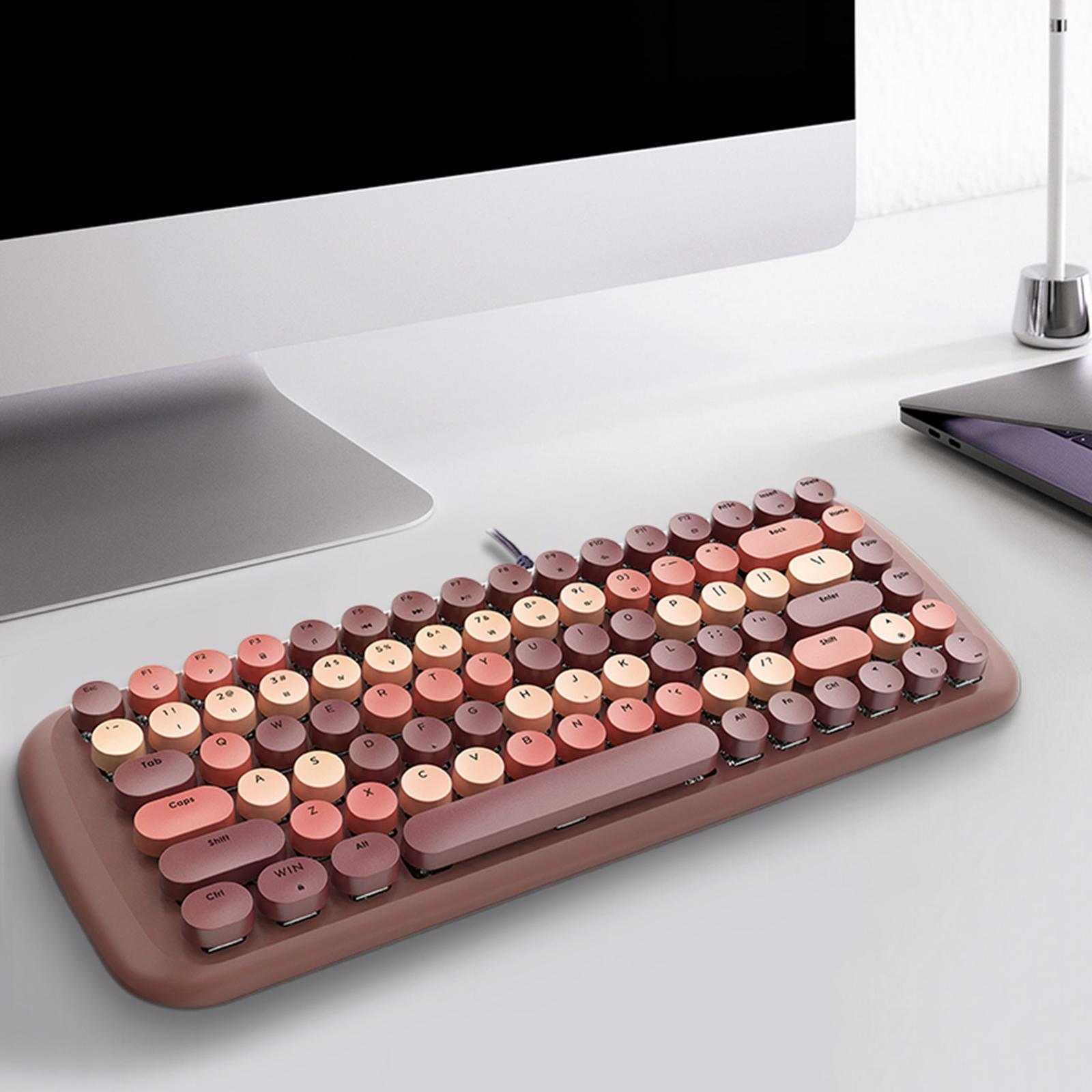 Colorful USB Wired Mechanical Keyboard 84 keys Retro Round Keycaps w/Backlit