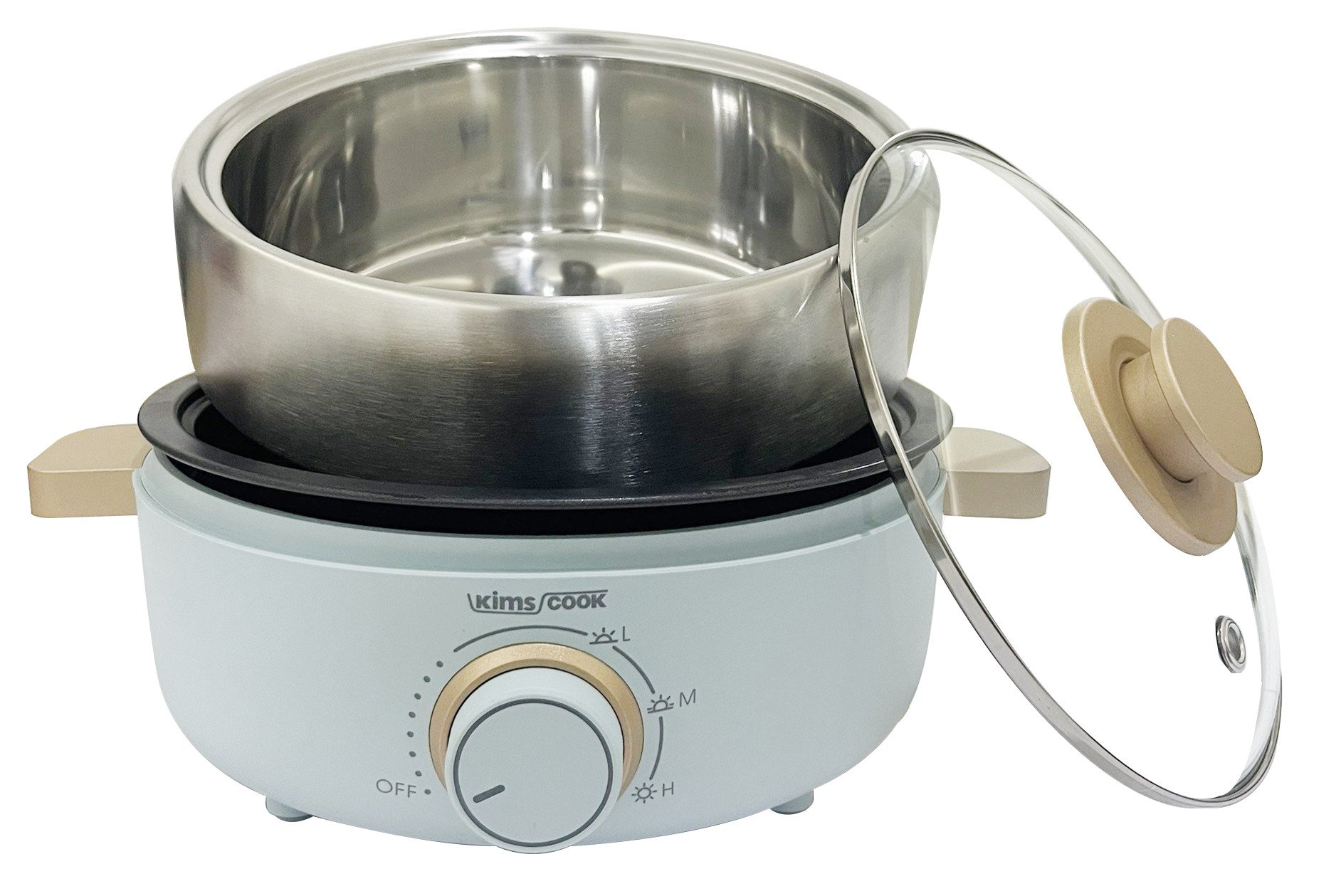 Nồi lẩu nướng mini đa năng 3 trong 1 Kims Cook - Hàng Chính Hãng