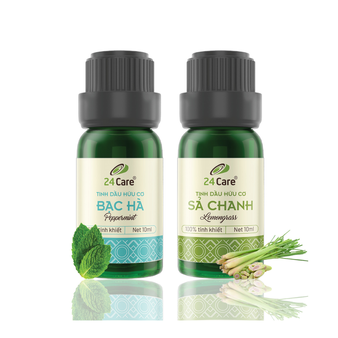 Combo 2 Tinh dầu Sả Chanh + Bạc Hà 24Care 10ml/Chai