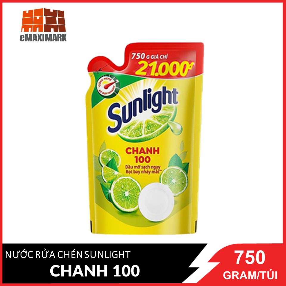 Nước rửa chén Sunlight Chanh 100 Túi 750g