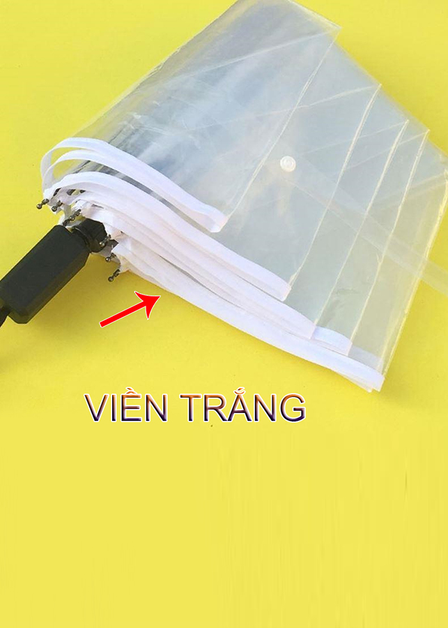 Dù gấp trong suốt siêu gọn (viền trắng)