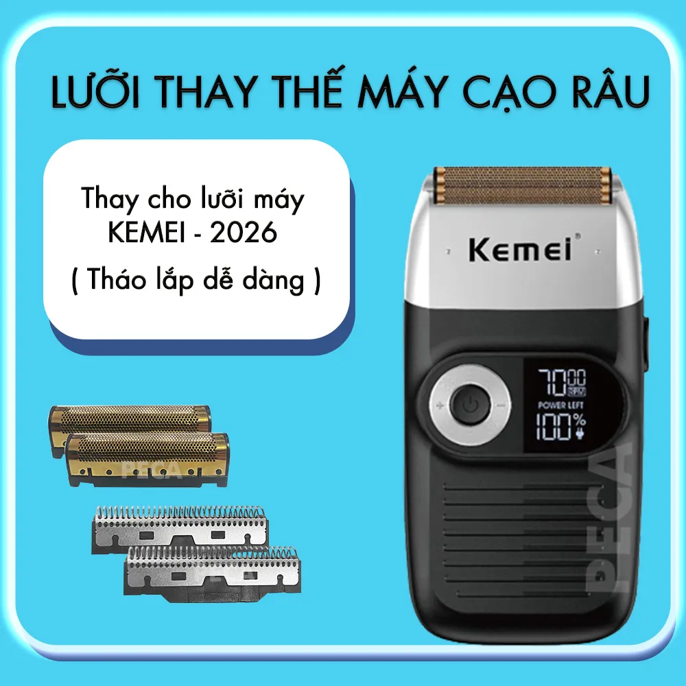 Bộ lưỡi máy cạo râu thay thế cho dòng máy cạo râu Kemei KM-2026 và KM-2028 dễ tháo lắp sử dụng