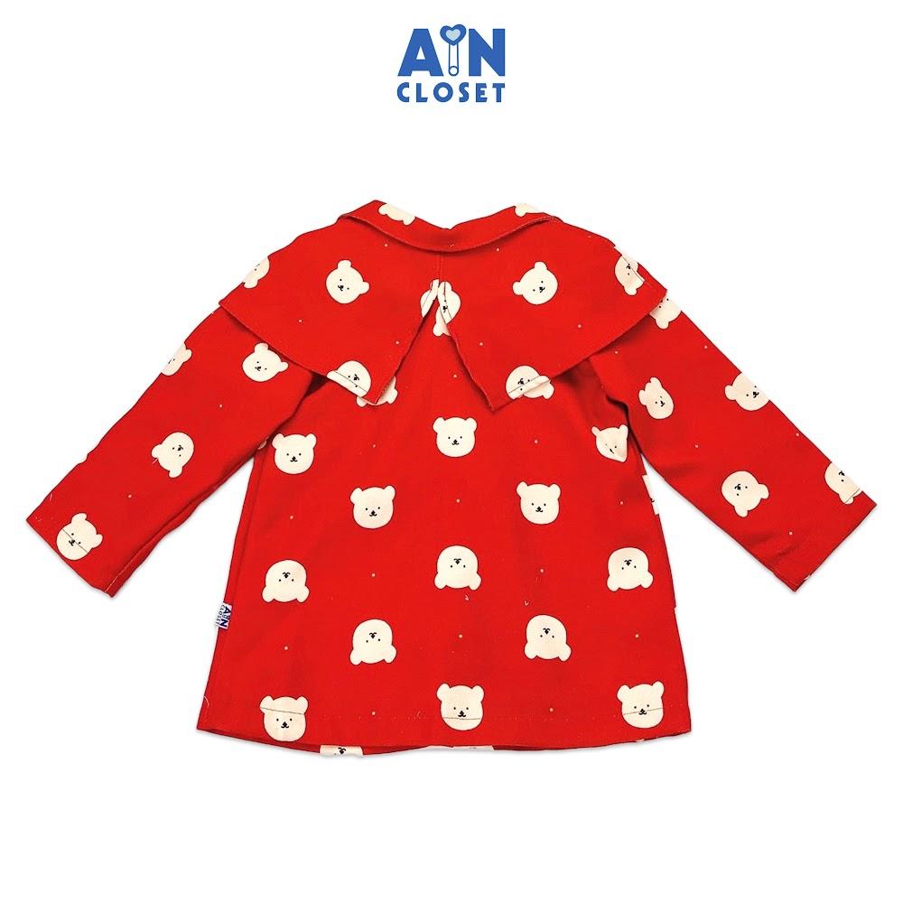 Áo khoác bé gái họa tiết gấu thô nhung đỏ - AICDMEZHZHMR - AIN Closet
